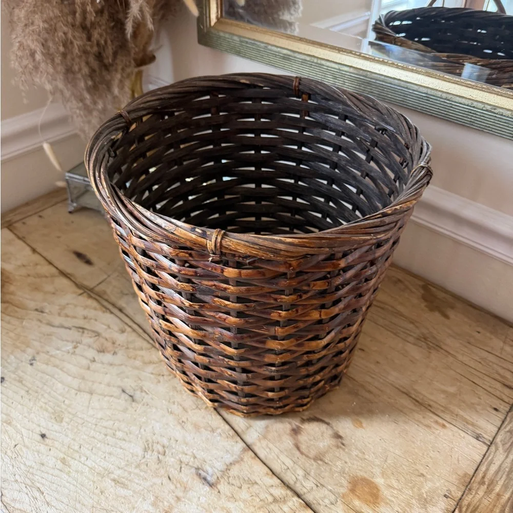 Vintage Woven Brown Rattan Decorative Basket - Home Accents